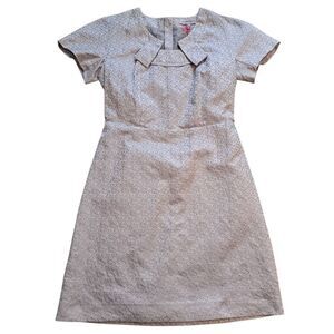 See By Chloé Jacquard Square Neckline  Elegant Silver Short Sleeve Dress Size 8